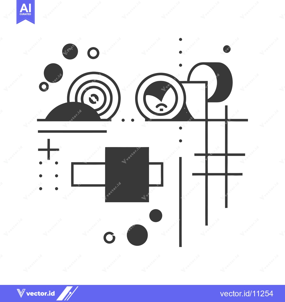 Premium Vector dari Abstract Geometric Composition with Circles, Lines, and a Square