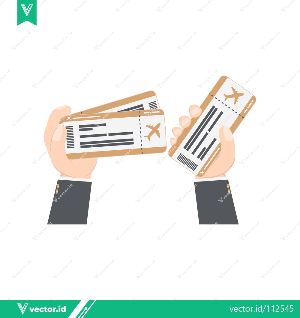 Premium Vector of Two Hands Holding Airplane Tickets for Travel