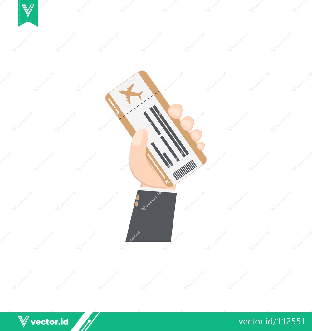 Premium Vector dari Hand holding an airplane ticket for travel