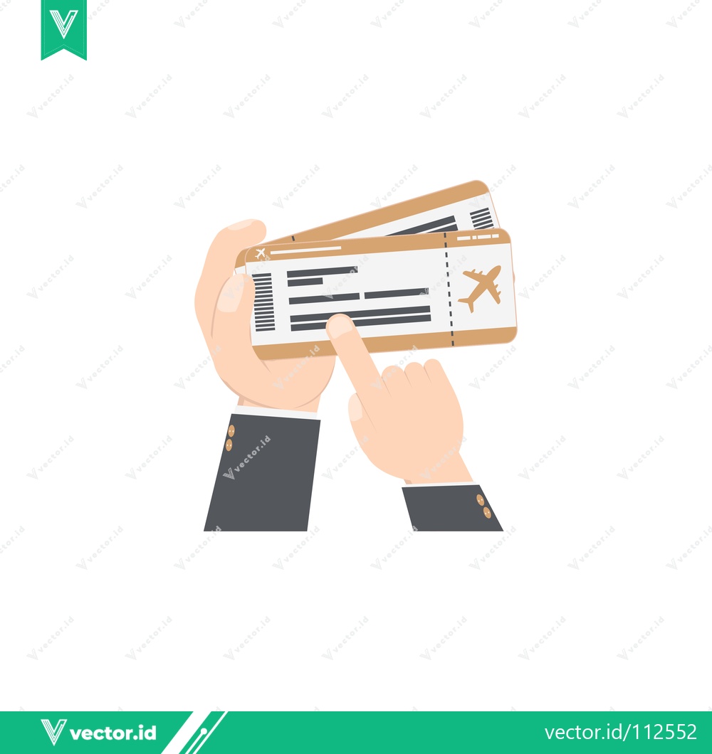 Premium Vector dari Hands holding airplane tickets for travel