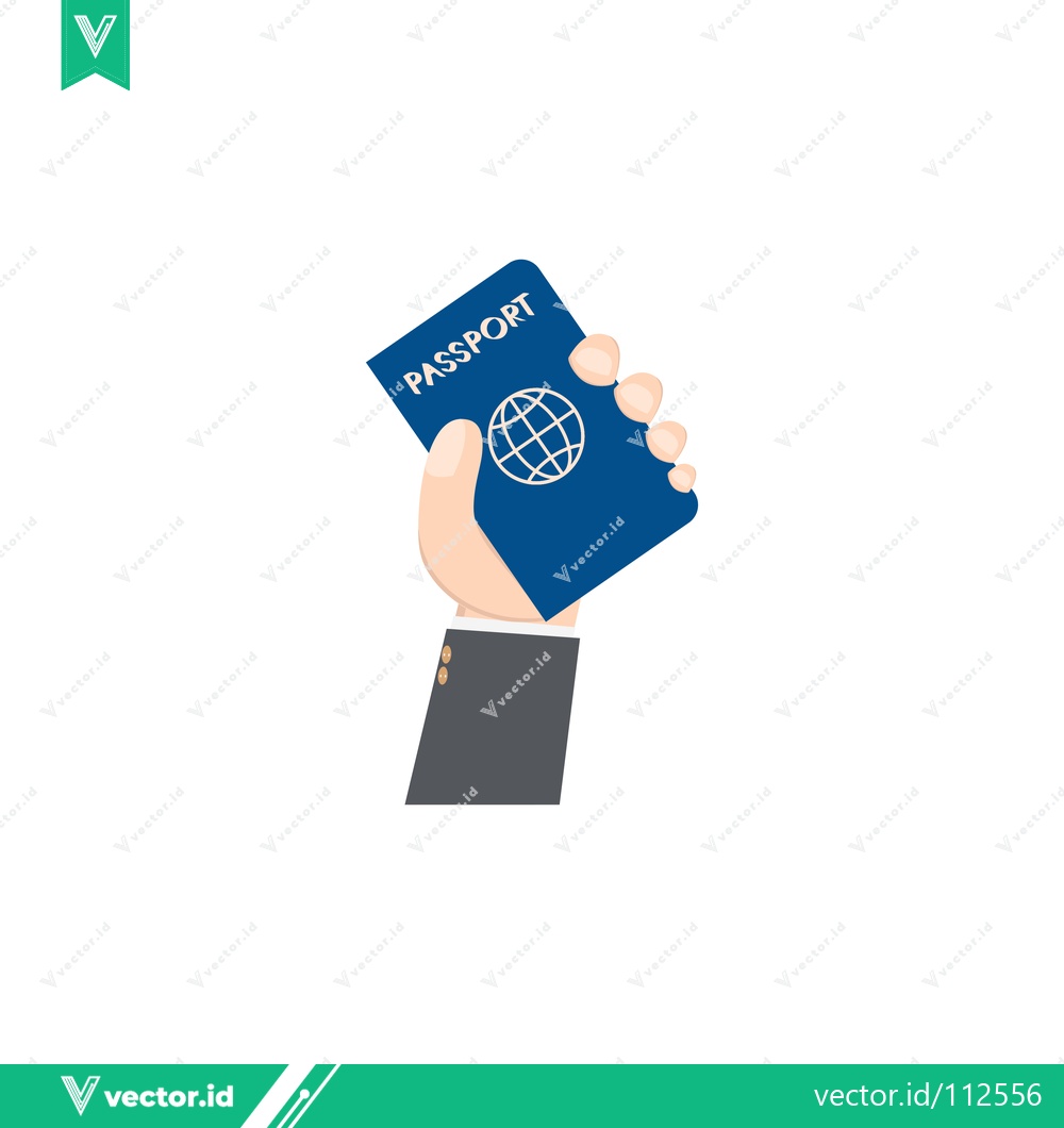 Premium Vector dari Hand Holding Blue Passport with Globe Icon
