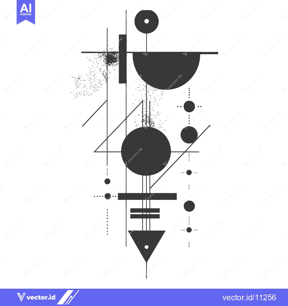 Premium Vector dari Abstract Geometric Composition with Circles, Lines, and a Triangle