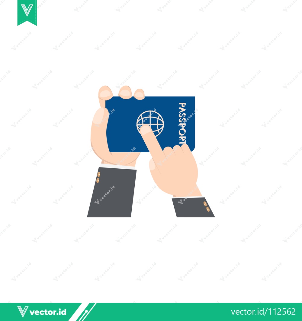 Premium Vector dari Hand holding a passport and pointing to it