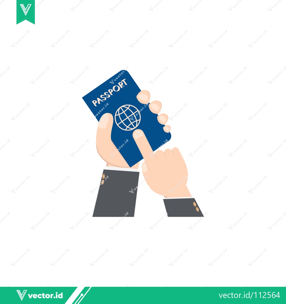 Premium Vector of Hand holding a blue passport with a globe symbol