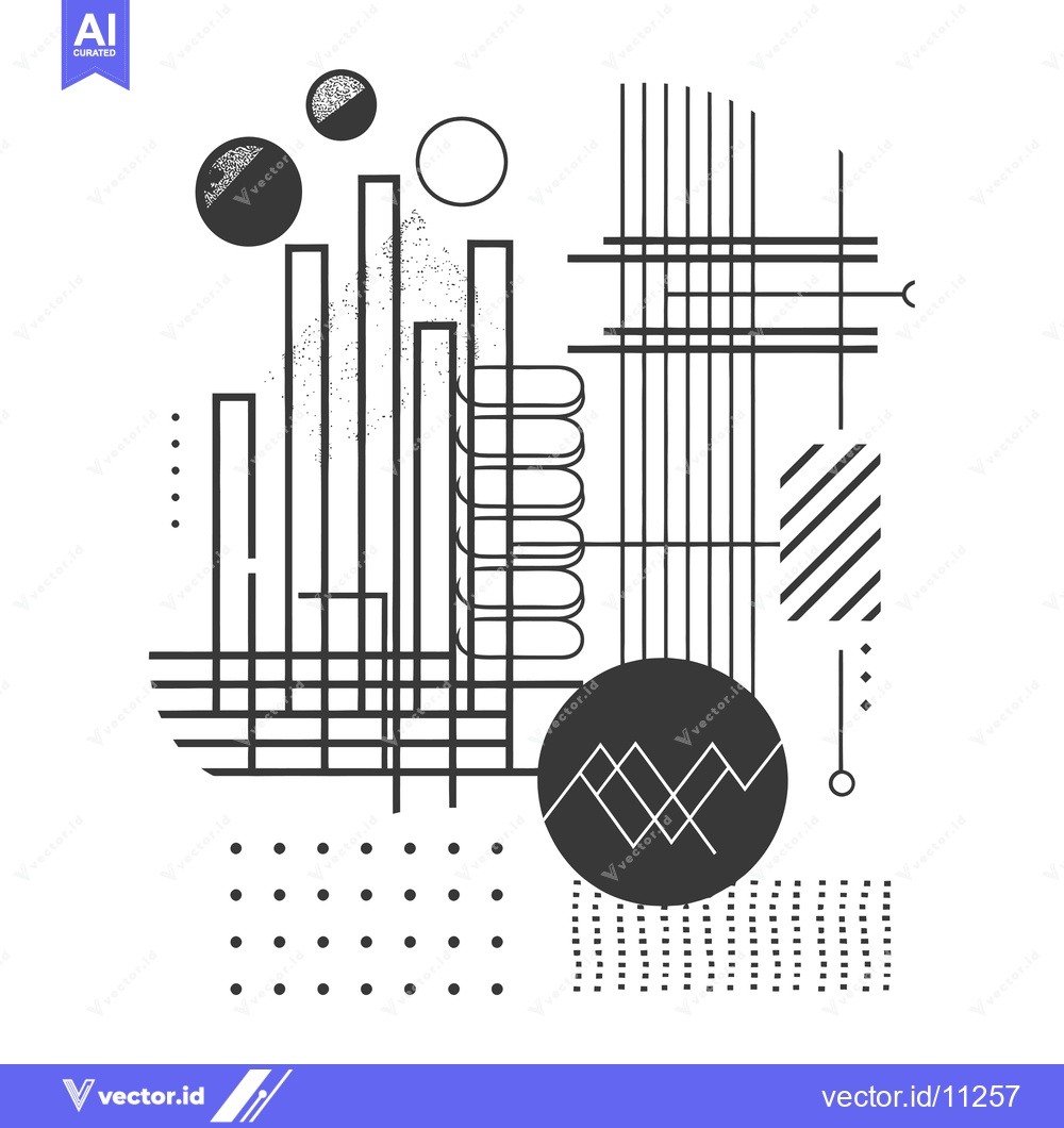 Premium Vector dari Abstract Geometric Composition with Circles, Lines, and Dots