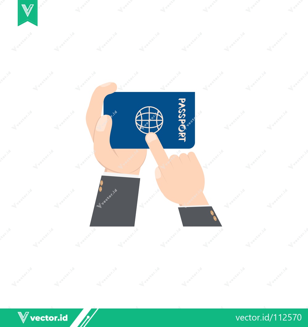 Premium Vector dari Hands Holding a Blue Passport with Globe Emblem