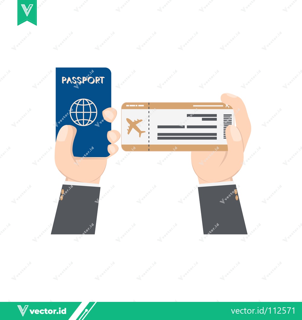 Premium Vector dari Hands holding passport and airplane ticket for travel