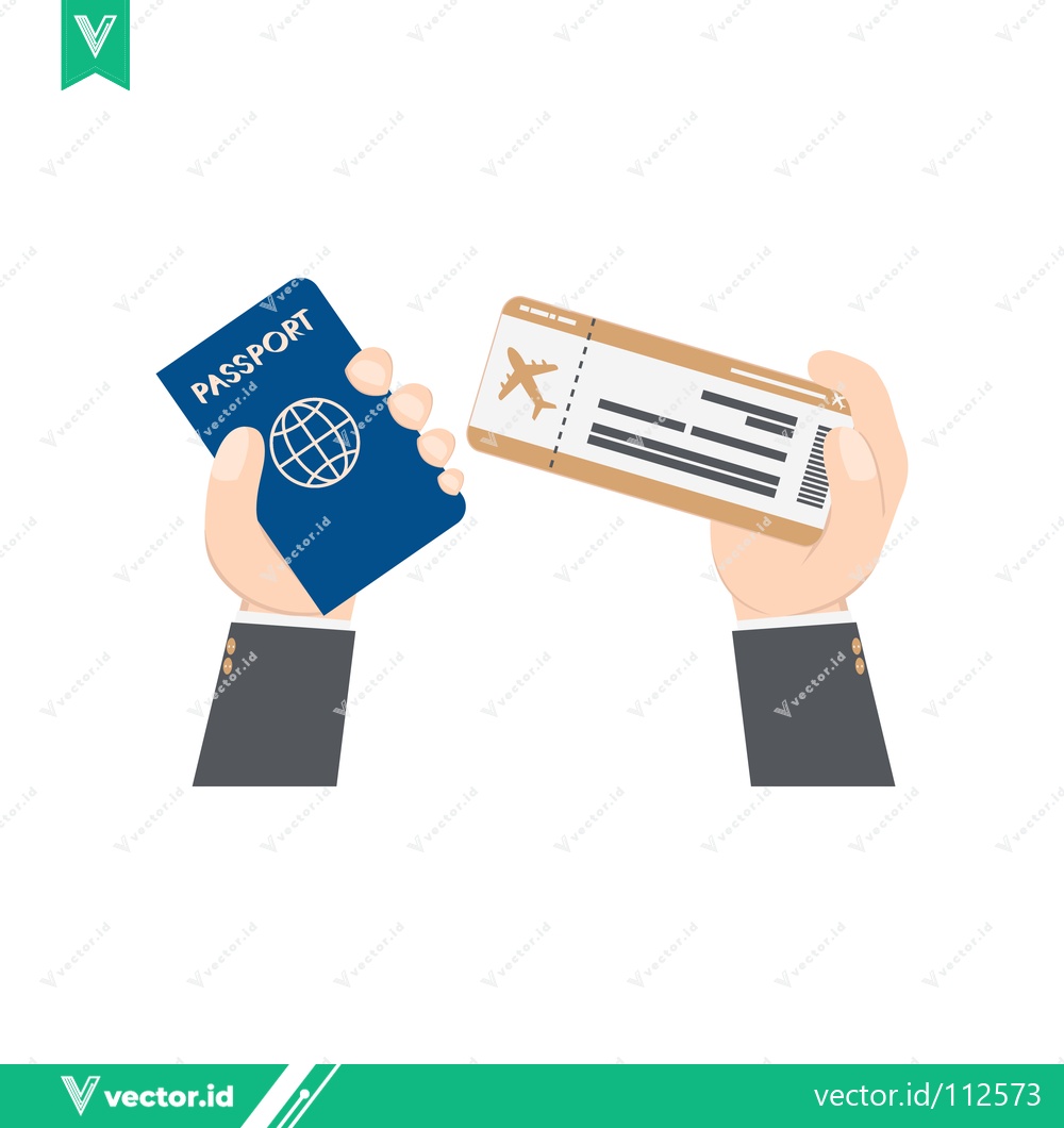 Premium Vector of Hands holding passport and airplane ticket for travel