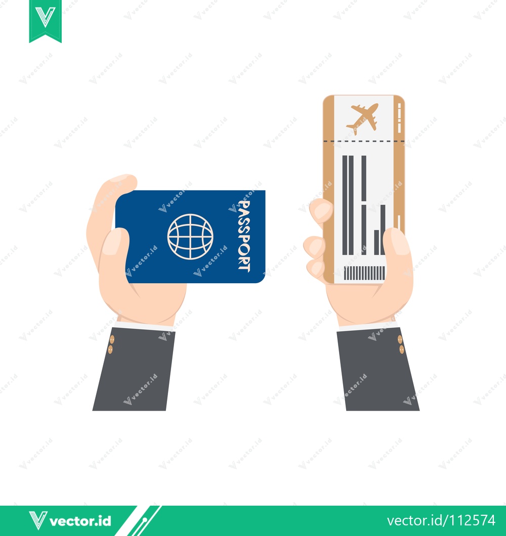 Premium Vector of Hands holding passport and airplane ticket for travel
