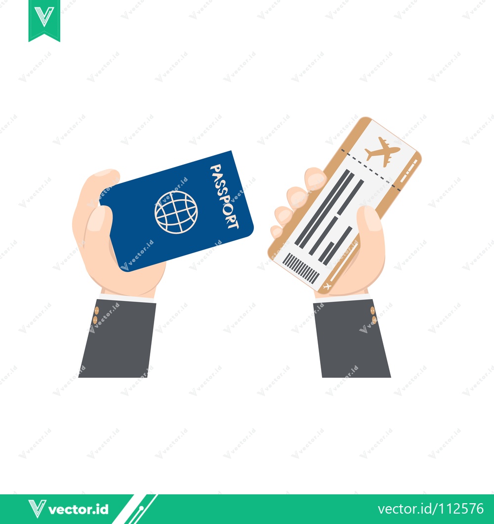 Premium Vector dari Hands holding passport and airplane ticket for travel