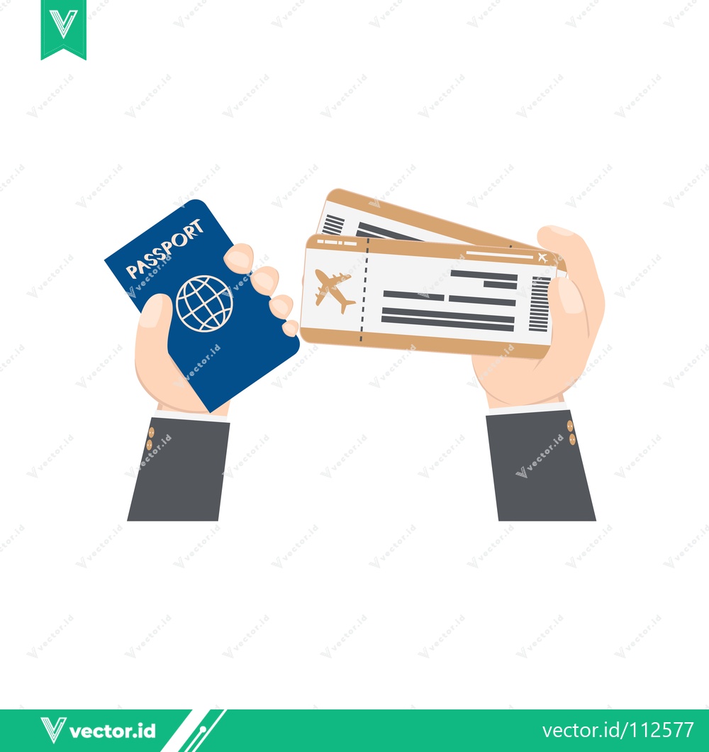 Premium Vector of Hands holding passport and airplane tickets for travel
