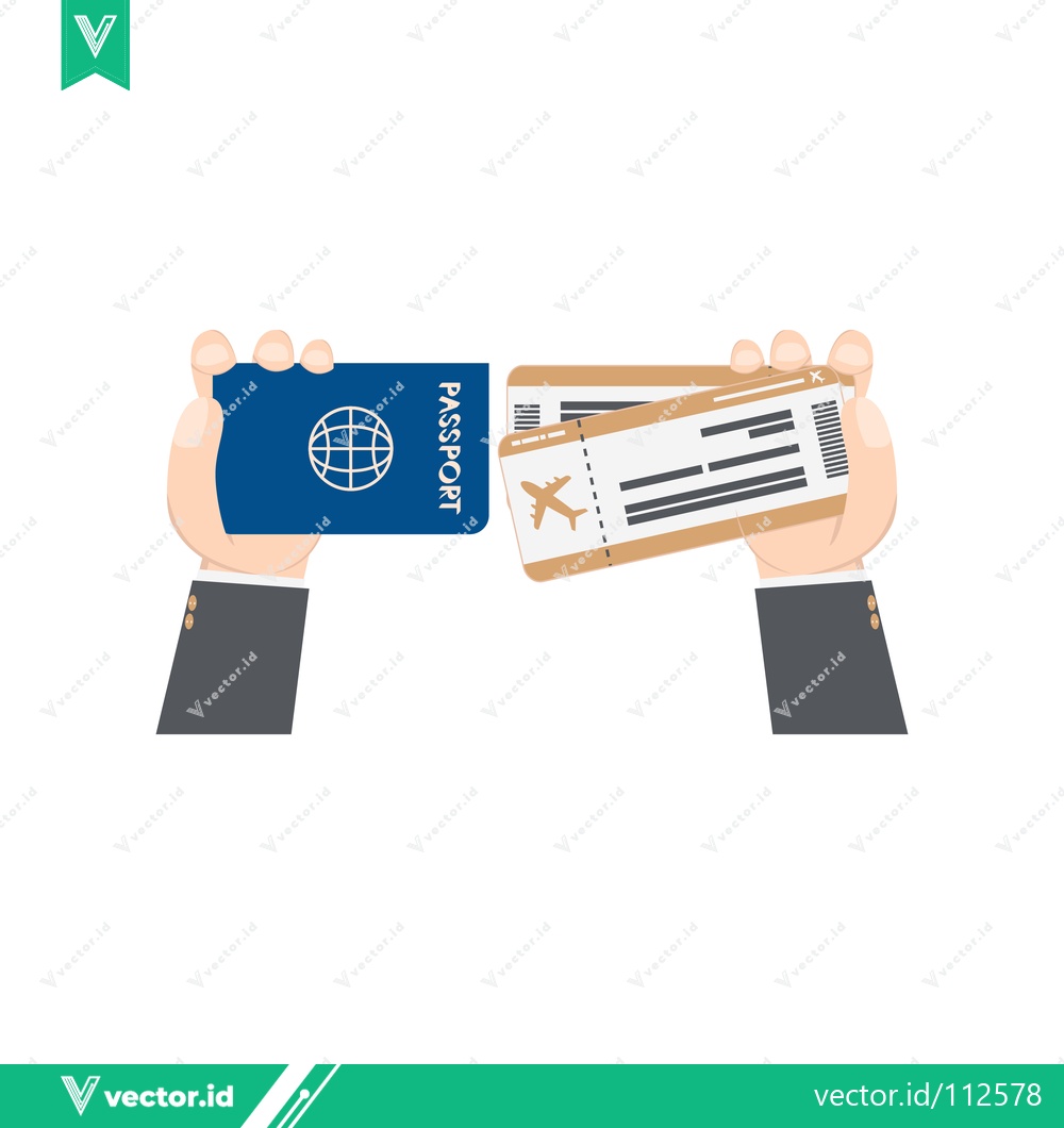 Premium Vector dari Hands holding passport and airplane tickets for travel