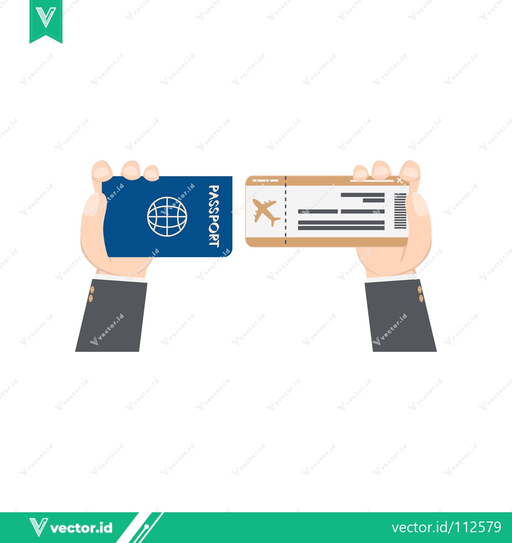 Premium Vector dari Hands holding passport and airplane ticket for travel