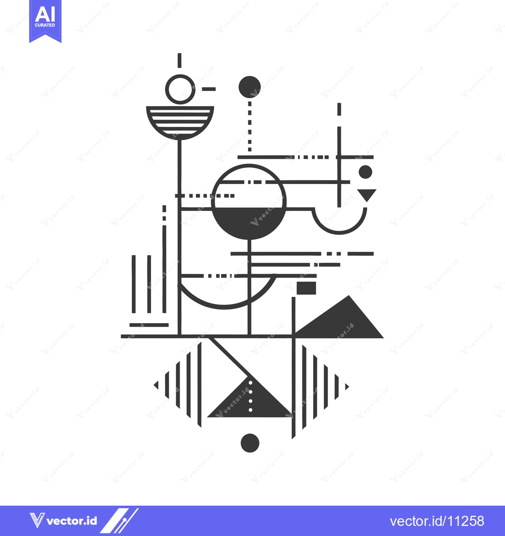 Premium Vector of Abstract Geometric Composition with Circles, Lines, and Triangles