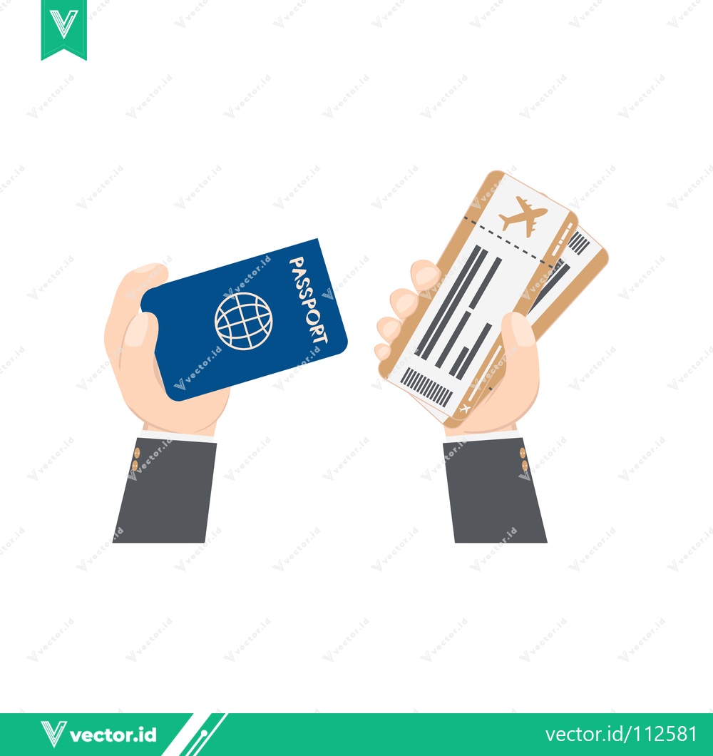 Premium Vector dari Hands holding passport and airplane tickets for travel