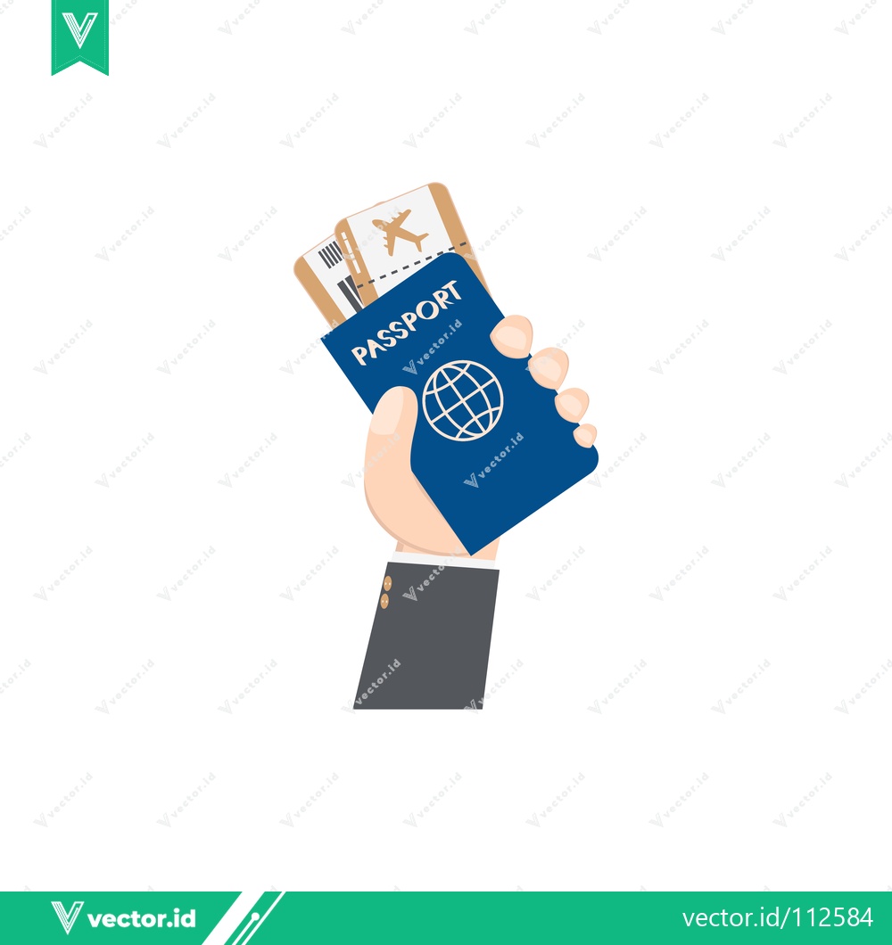 Premium Vector dari Hand holding passport and airplane tickets for travel