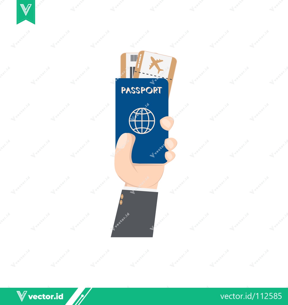 Premium Vector dari Hand holding passport and airplane tickets for travel