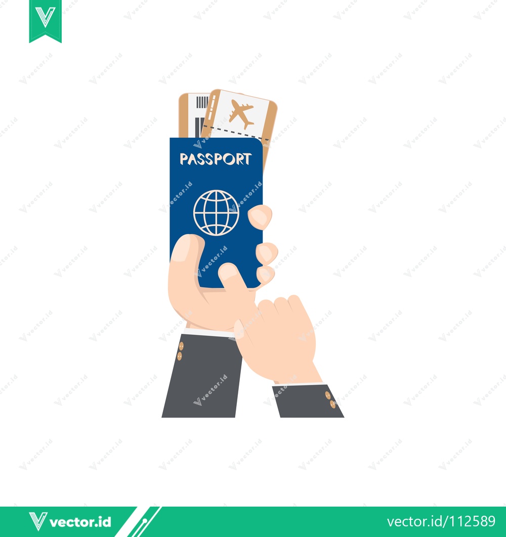Premium Vector dari Hand holding passport and airplane tickets for travel