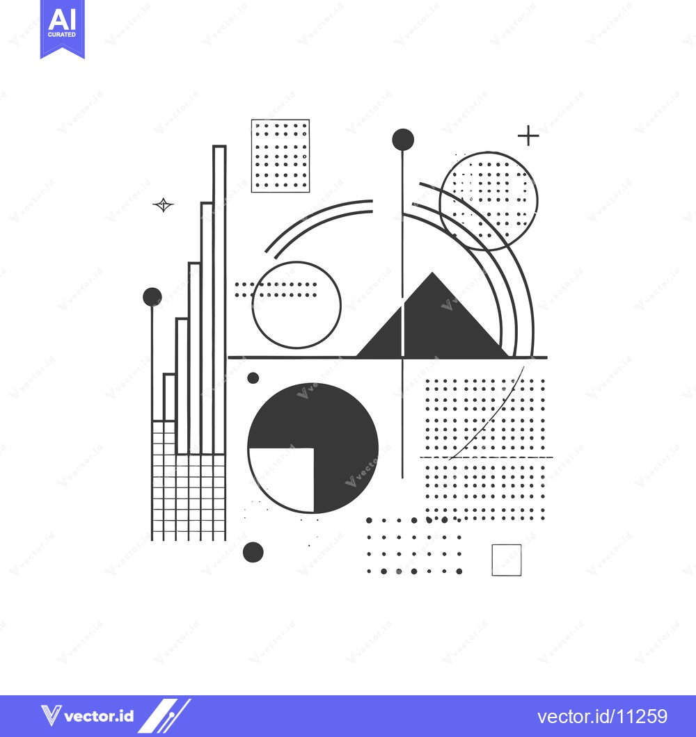 Premium Vector of Abstract Geometric Composition with Circles, Squares, and a Triangle