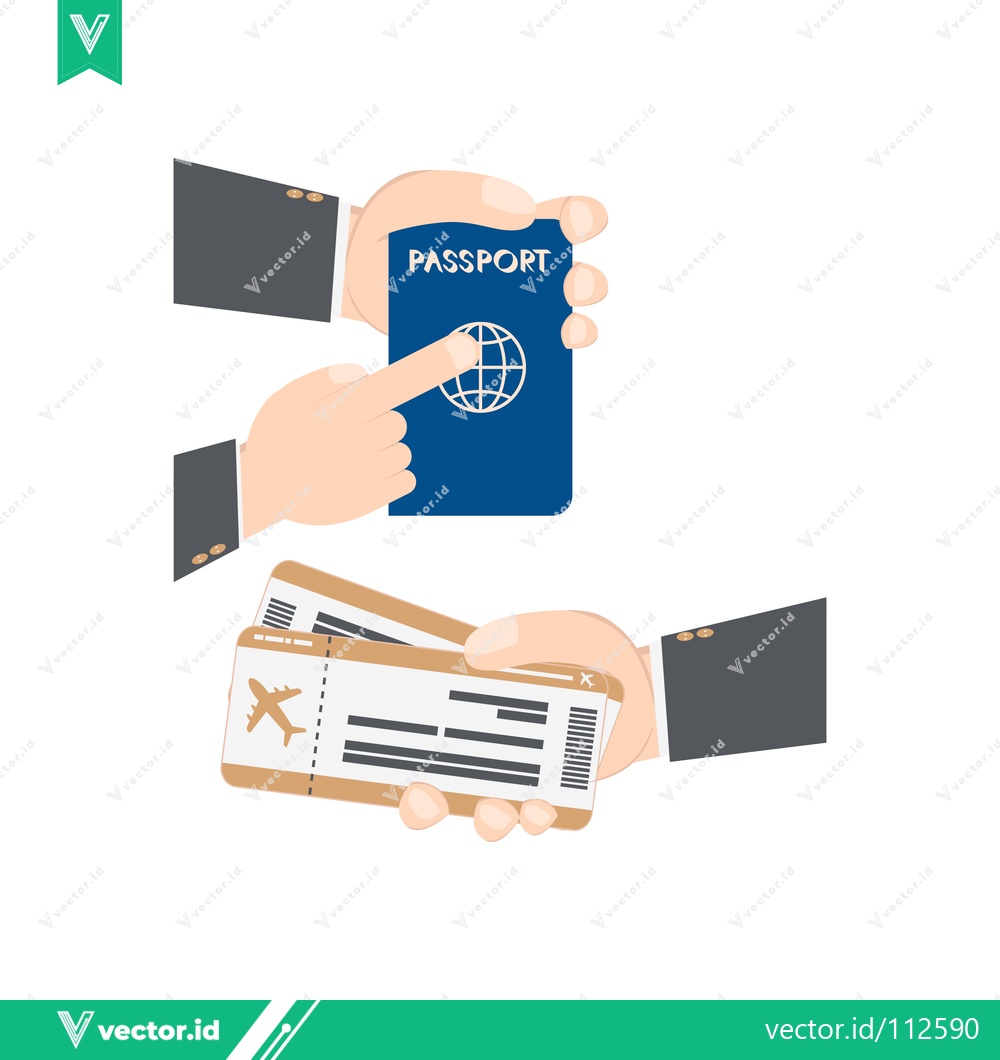 Premium Vector dari Hands holding passport and airplane tickets for travel