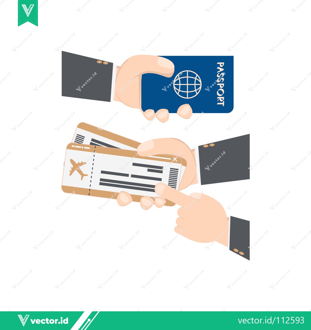 Premium Vector dari Hands holding passport and airplane tickets for travel