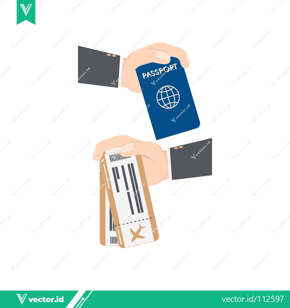 Premium Vector dari Hand holding passport and airplane ticket for travel