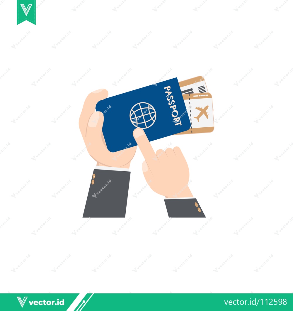 Premium Vector dari Hands holding passport and tickets for travel