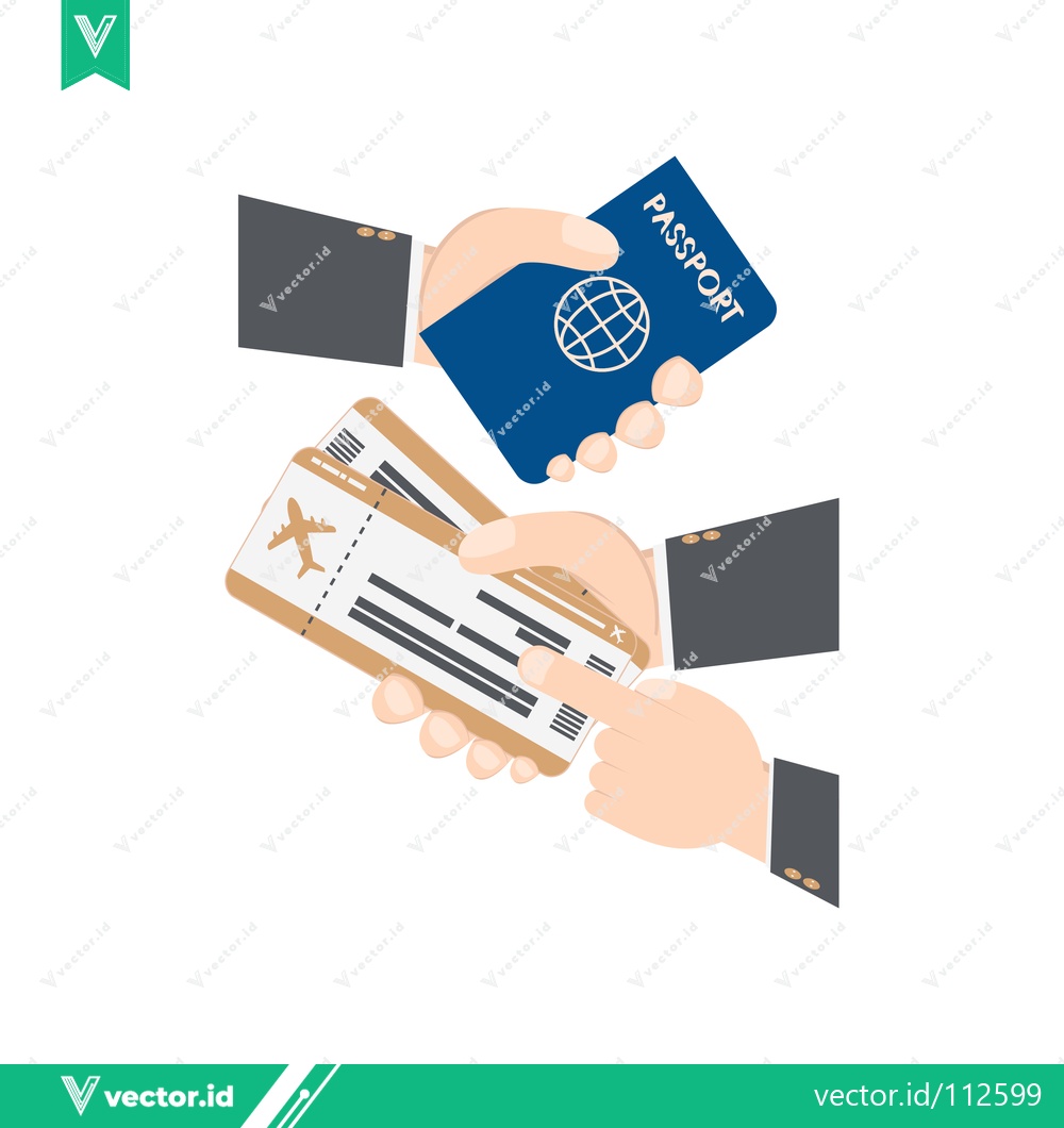 Premium Vector of Hands holding passport and boarding pass for travel