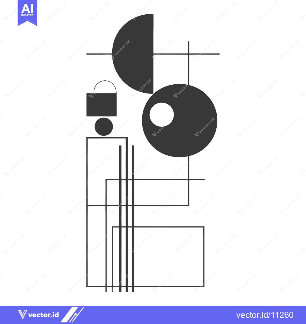 Premium Vector dari Abstract Geometric Composition with Circles, Squares, and Lines