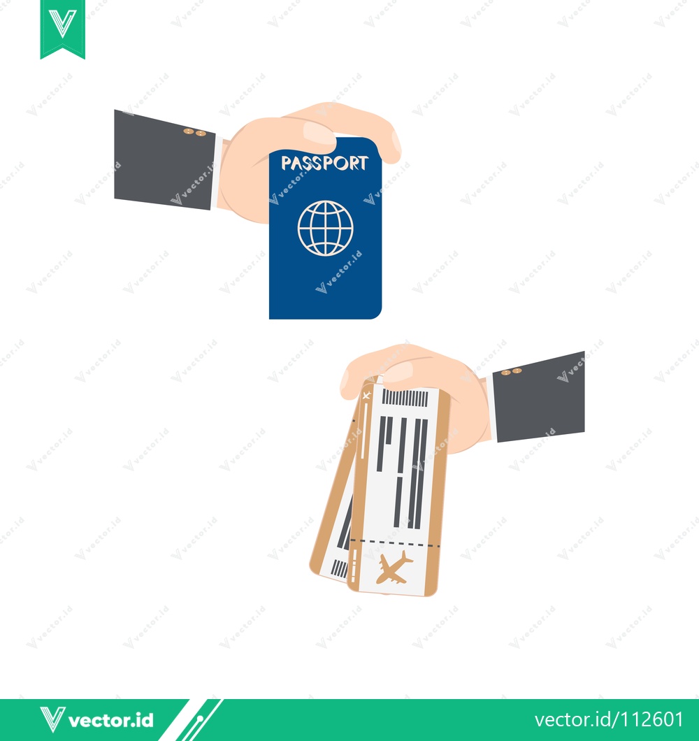 Premium Vector dari Hands holding passport and plane tickets for travel