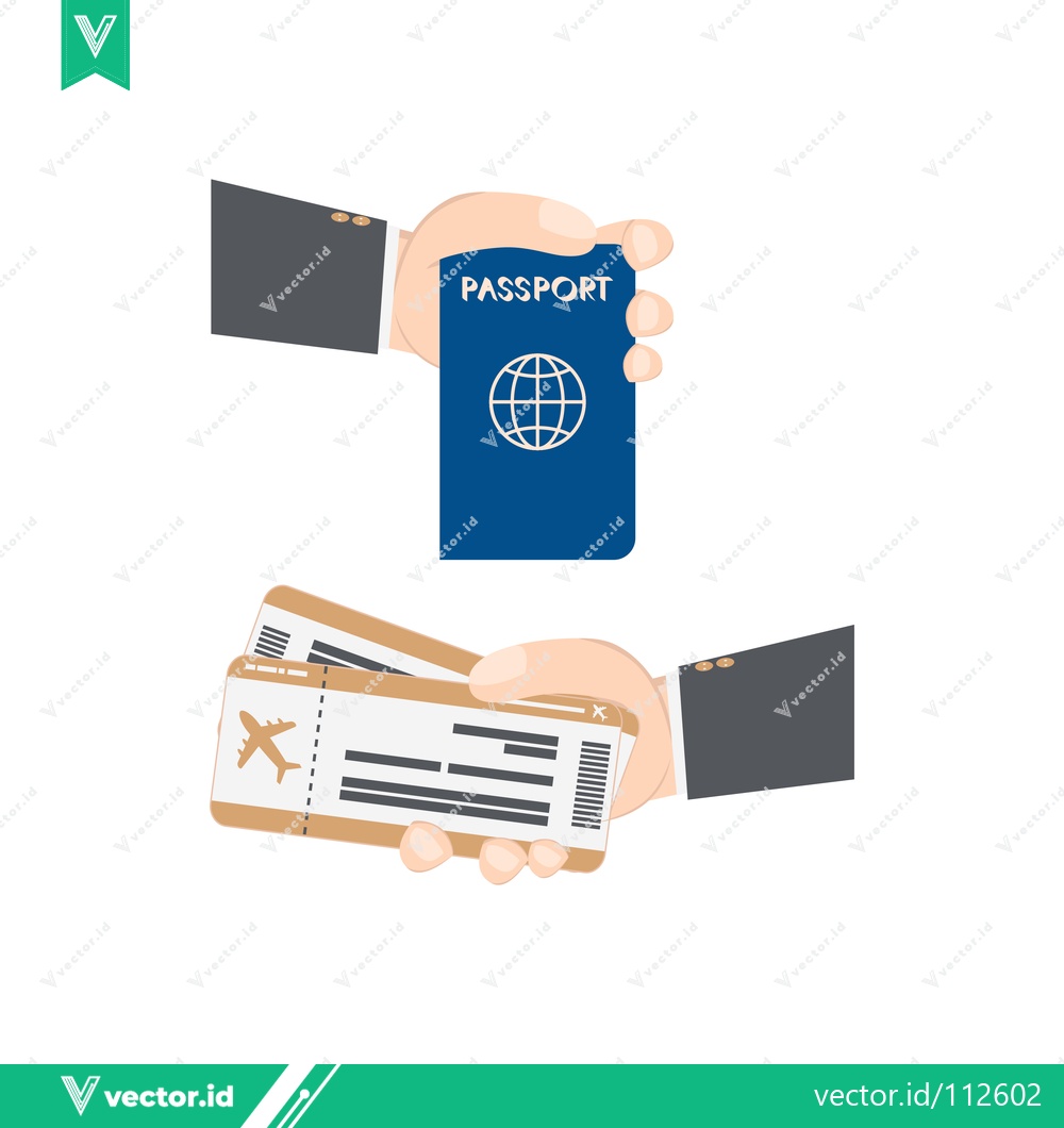 Premium Vector of Hand holding passport and airplane tickets for travel