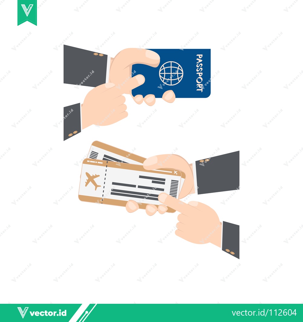 Premium Vector dari Hands exchanging passport and airplane tickets for travel