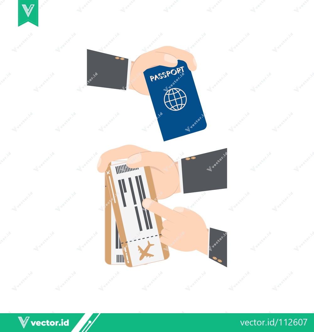 Premium Vector of Hands holding passport and boarding pass for travel