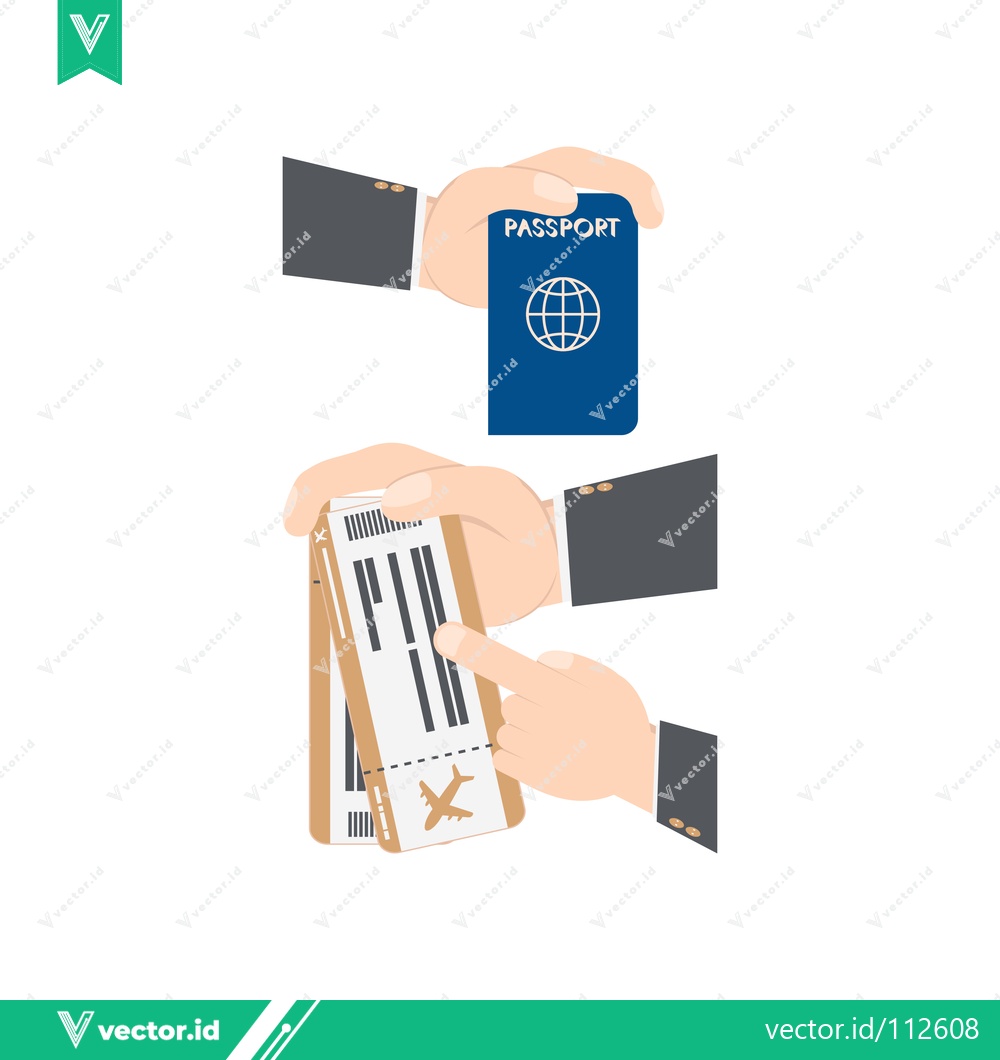 Premium Vector dari Hands holding passport and boarding pass for travel
