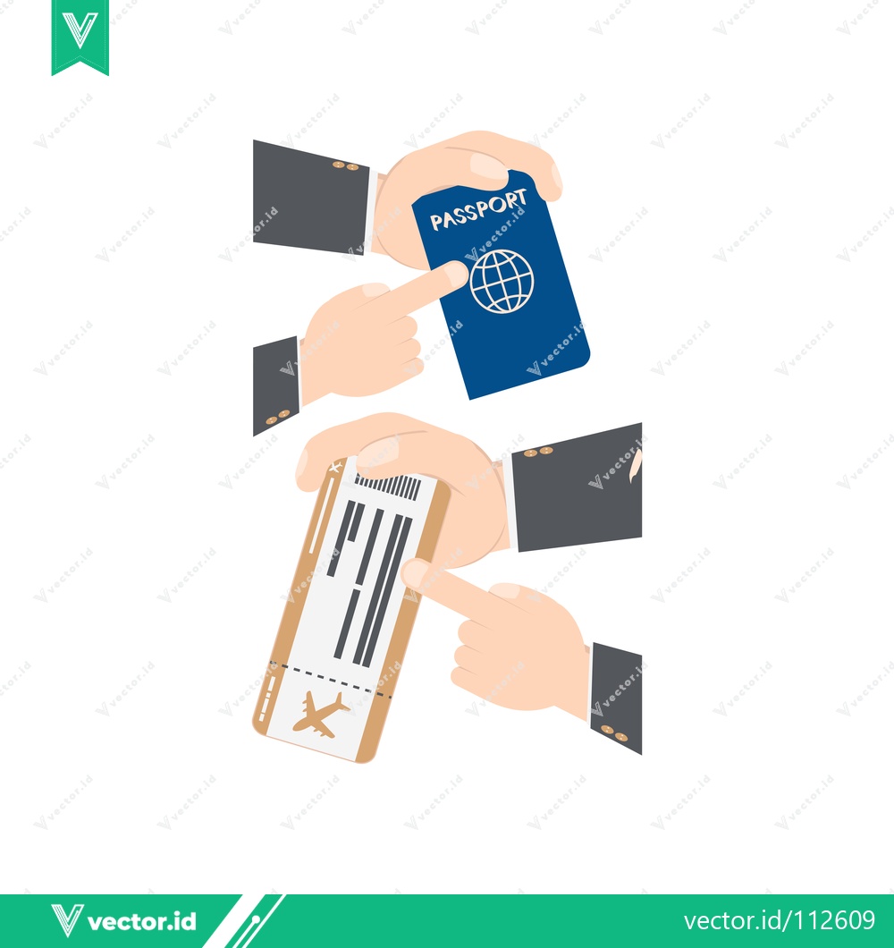 Premium Vector of Hands holding passport and boarding pass for travel