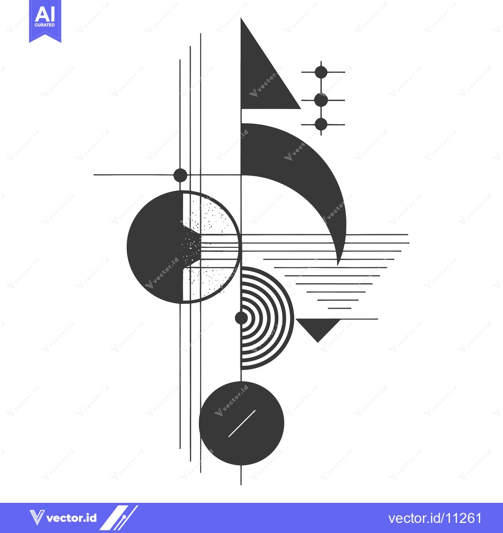 Premium Vector dari Abstract Geometric Composition with Circles, Triangles, and Lines
