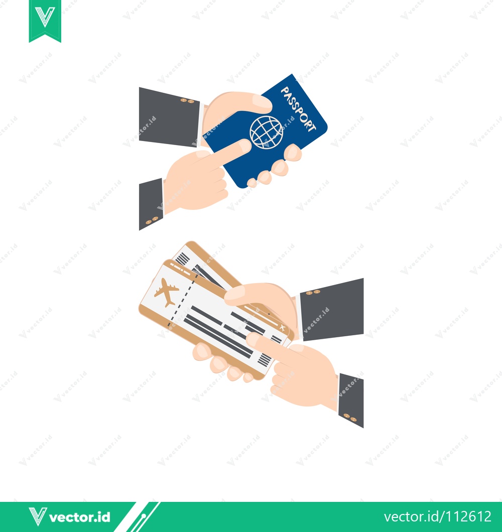 Premium Vector of Hands holding passport and airplane tickets for travel