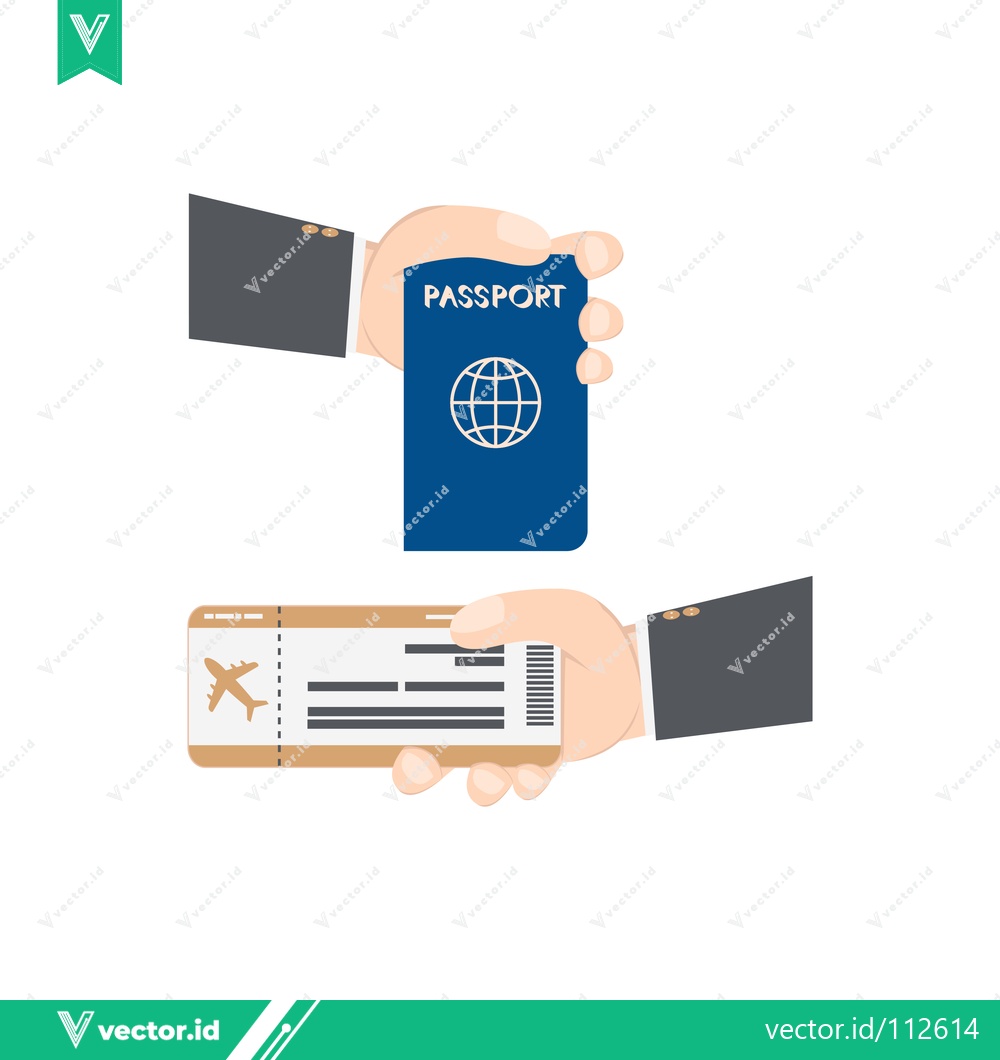 Premium Vector dari Hands holding passport and airplane ticket for travel