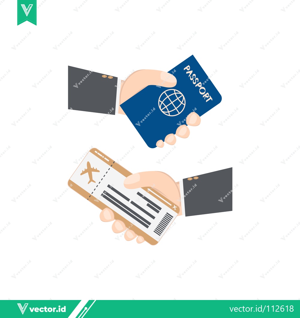 Premium Vector dari Travel Documents Exchange - Passport and Boarding Pass Handover
