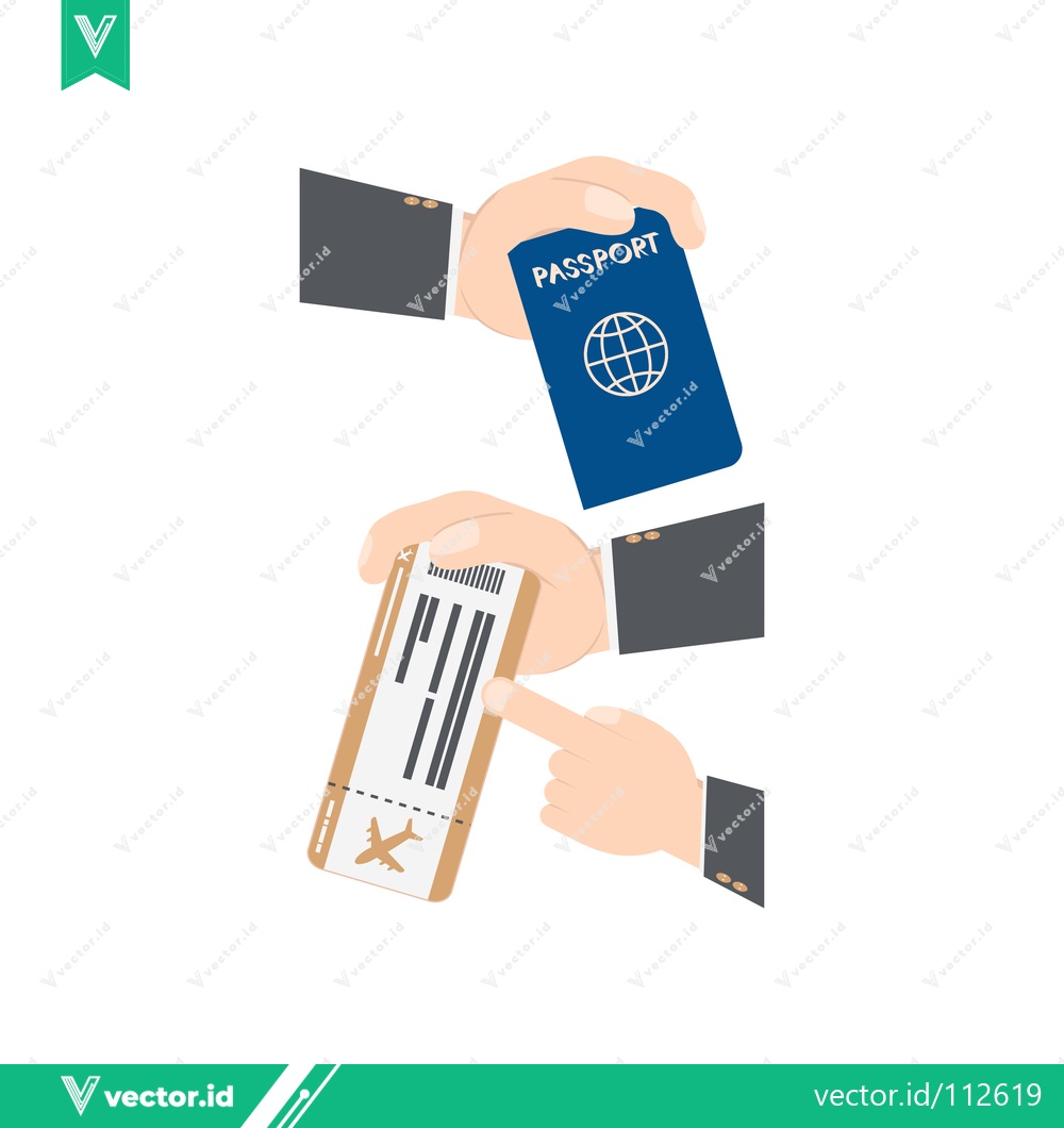 Premium Vector of Hands holding passport and boarding pass for travel