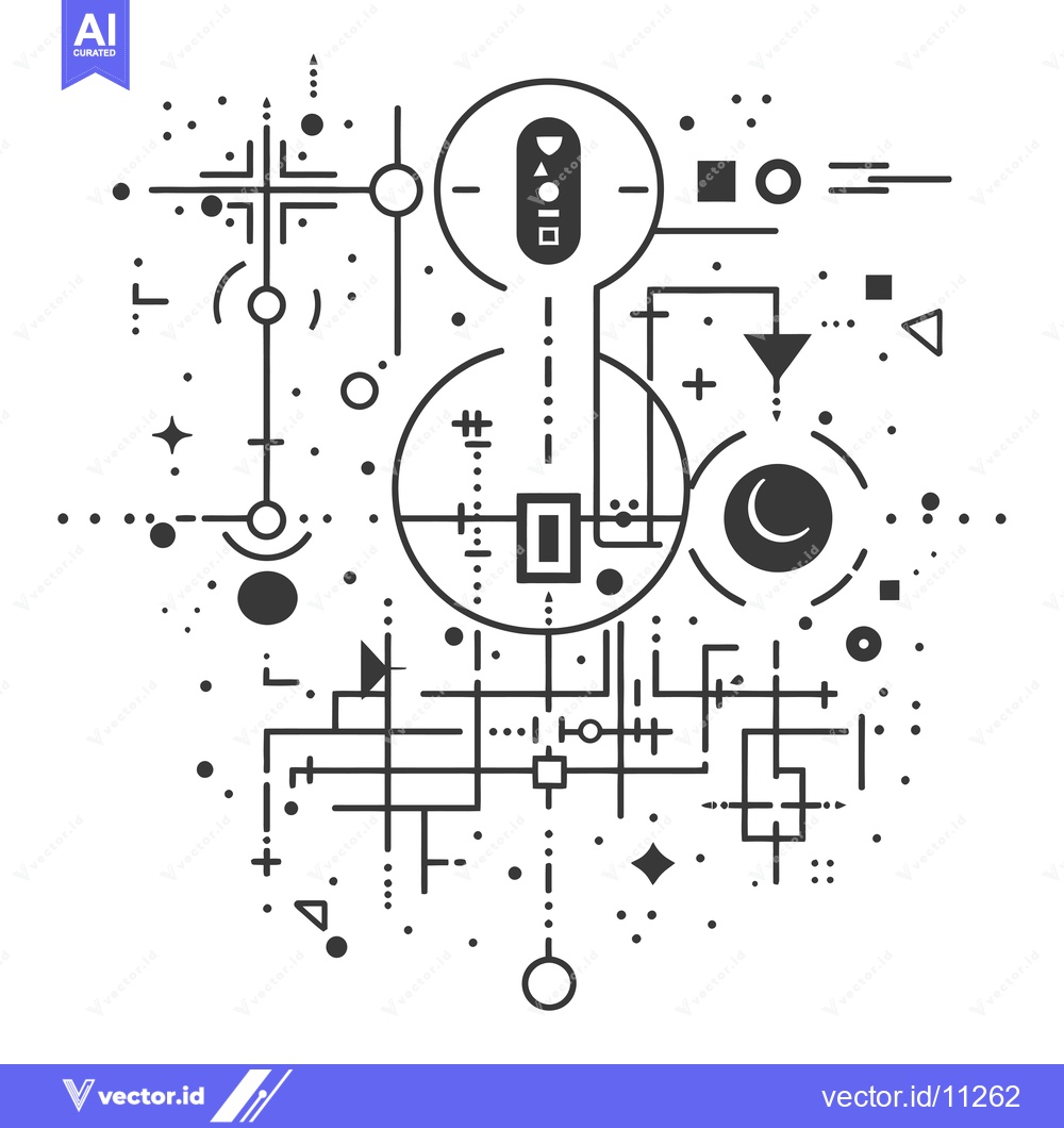 Premium Vector dari Abstract Geometric Composition with Circular and Linear Elements