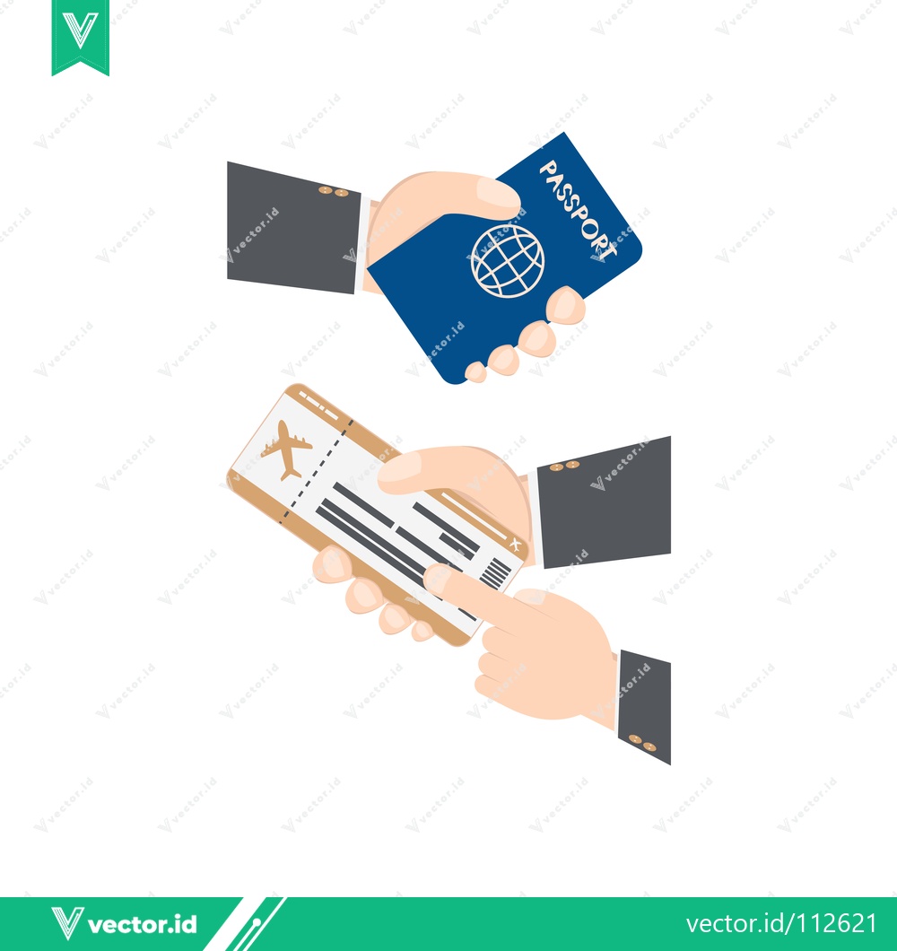 Premium Vector of Hands holding passport and boarding pass for travel
