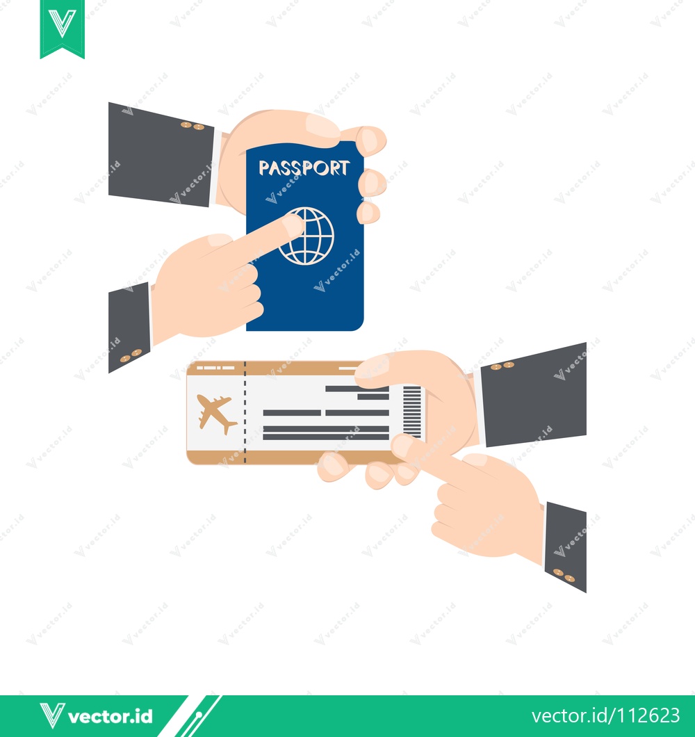 Premium Vector of Hands holding passport and boarding pass for travel