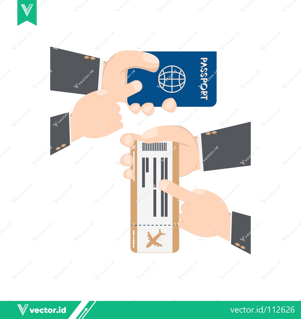 Premium Vector of Hands holding passport and boarding pass for travel concept