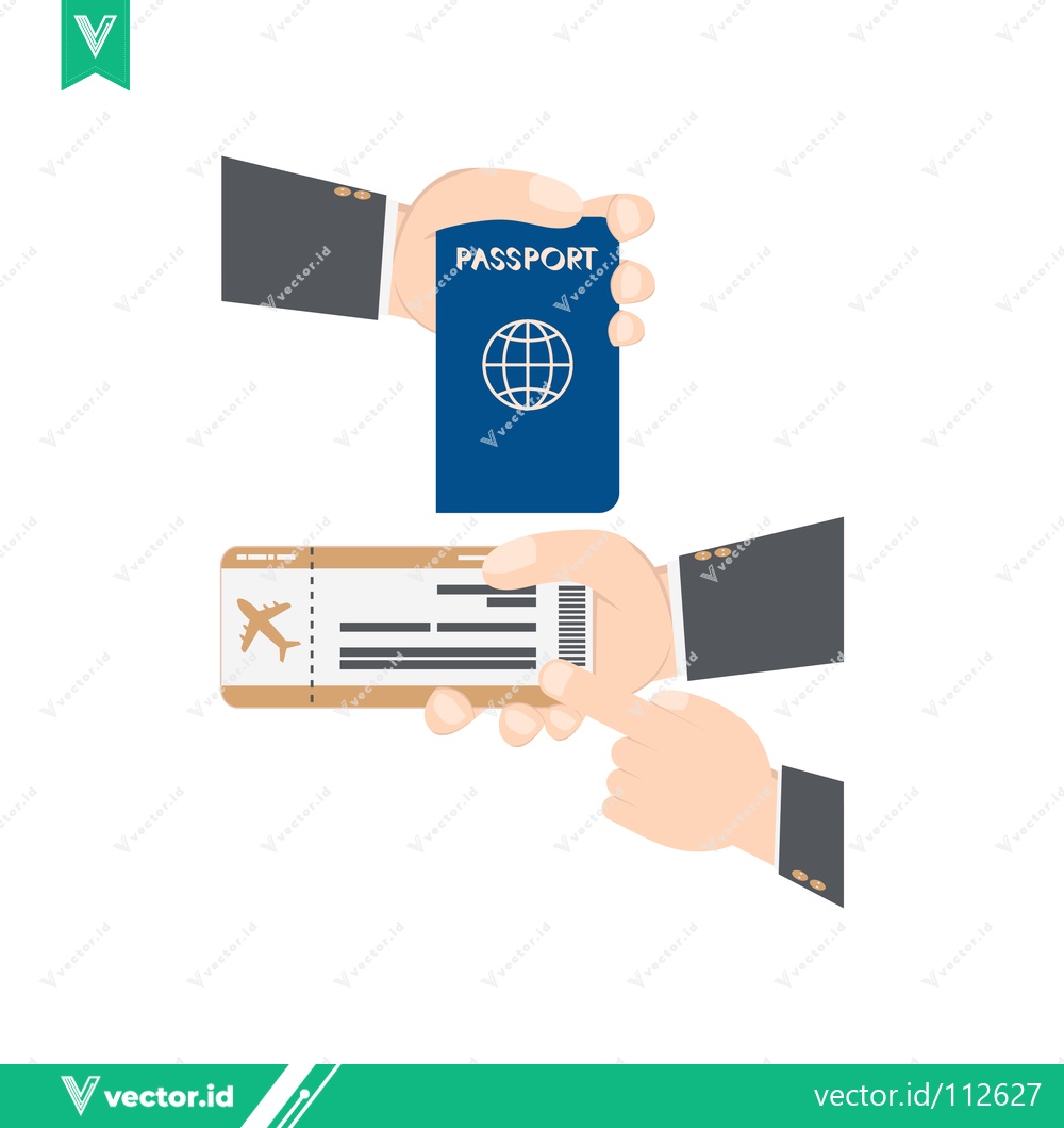 Premium Vector dari Hands exchanging passport and airplane ticket for travel