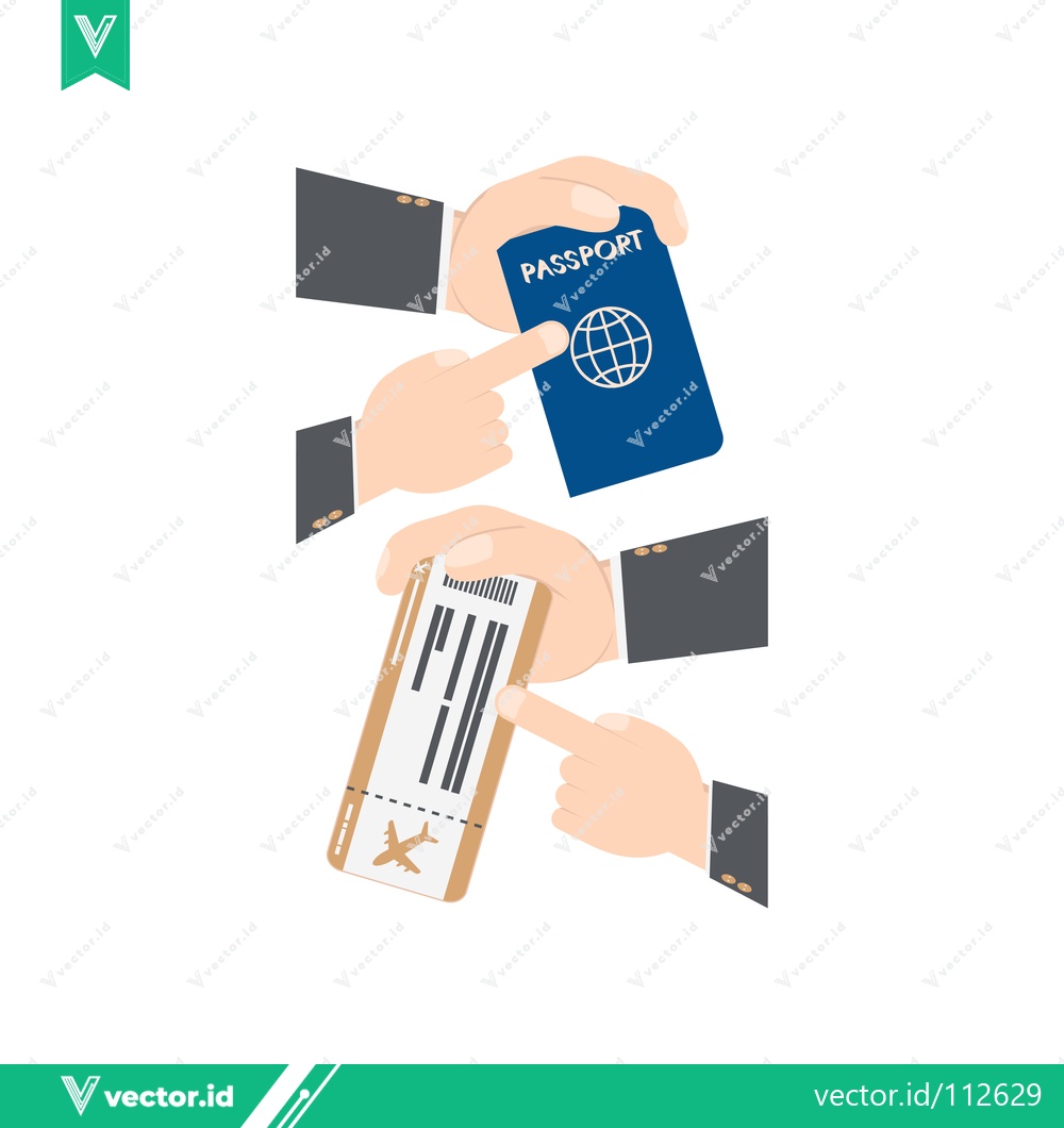 Premium Vector dari Hands holding passport and boarding pass for travel