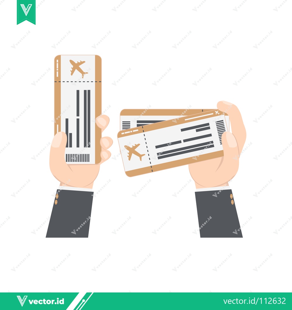 Premium Vector dari Hands holding airplane tickets for travel
