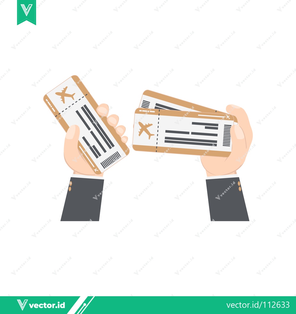 Premium Vector dari Hands holding airplane tickets for travel