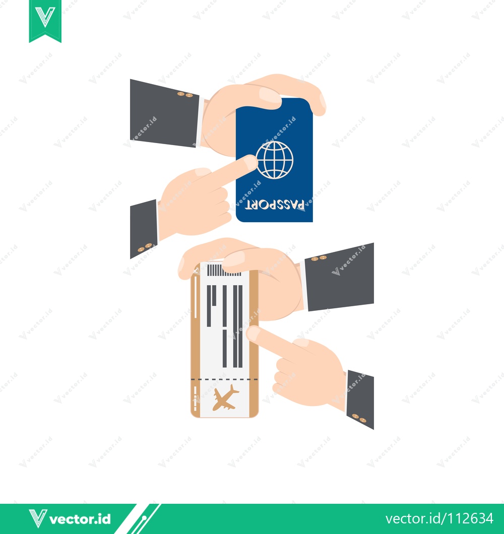 Premium Vector dari Hands holding passport and boarding pass for travel