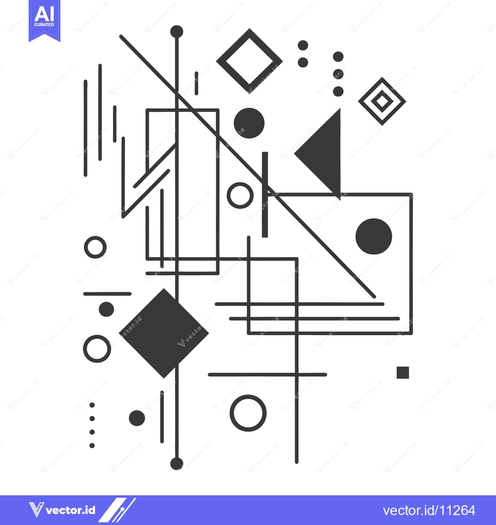 Premium Vector dari Abstract Geometric Composition with Lines, Circles, and Squares